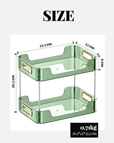 Lexvss Bathroom Organizer Countertop, Clear Makeup Desk Organzier for Dressing Table, Vanity Countertop, Bathroom Counter, 2-Tier Vanity Tray Shelf for Cosmetic, Lotions, Perfume and Toiletries