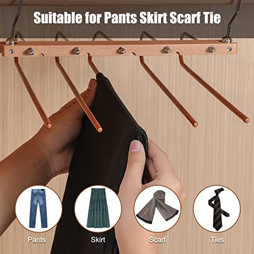 2 Pack - Pants Hanger Space Saving, Solid Wood Non-Slip Pants Hanger, Multifunctional 5 Layer Closet Pants Hanger for Closet Storage Pants Hanger