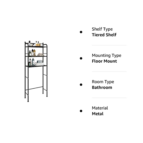 FKUO 3-Tier Metal Bathroom Storage Rack Over The Toilet Storage Shelves Bathroom Organizer Finishing Shelf,Saver Space (Matte Black)