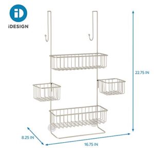 iDesign The Metalo Collection Over-The-Door Hanging Shower Caddy Organizer, 22.7" x 10.5" x 8.2", Satin