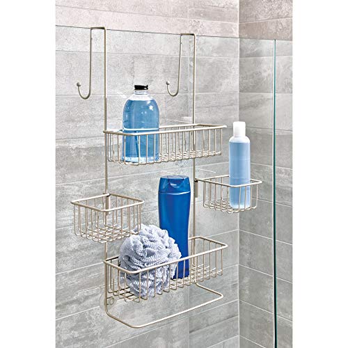 iDesign The Metalo Collection Over-The-Door Hanging Shower Caddy Organizer, 22.7" x 10.5" x 8.2", Satin