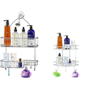 simple houseware large hanging shower caddy + adhesive corner shower caddy