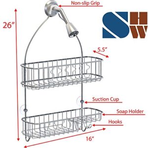 Simple Houseware Large Hanging Shower Caddy + Adhesive Corner Shower Caddy