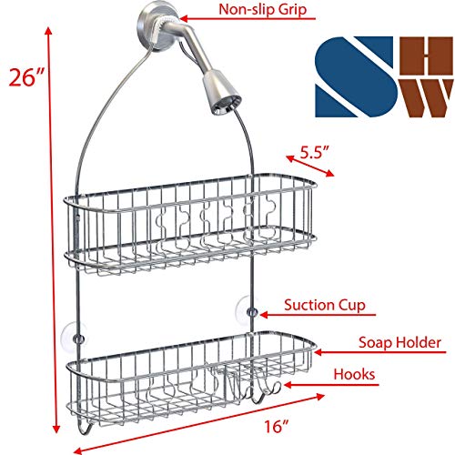 Simple Houseware Large Hanging Shower Caddy + Adhesive Corner Shower Caddy
