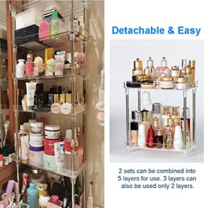 QIYUSHRY Bathroom Organizer Countertop Storage Clear 3 Tier Skincare Organizer Acrylic Corner Shelf Rack Stand for Makeup Cosmetic Perfume Vanity Tray Kitchen Living Room Supplies