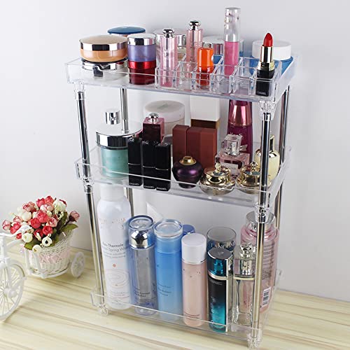 QIYUSHRY Bathroom Organizer Countertop Storage Clear 3 Tier Skincare Organizer Acrylic Corner Shelf Rack Stand for Makeup Cosmetic Perfume Vanity Tray Kitchen Living Room Supplies