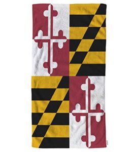 ofloral maryland flag hand towels cotton washcloths,american state patriotic flag comfortable super-absorbent soft towels for bathroom beach kitchen spa gym yoga face towel 15x30 inch