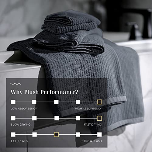 LUXOME Plush Performance 2-Piece Bath Sheet Set | Oversized for 50% More Coverage | Highly Absorbent | 36" W x 70" L | Fossil (Charcoal)