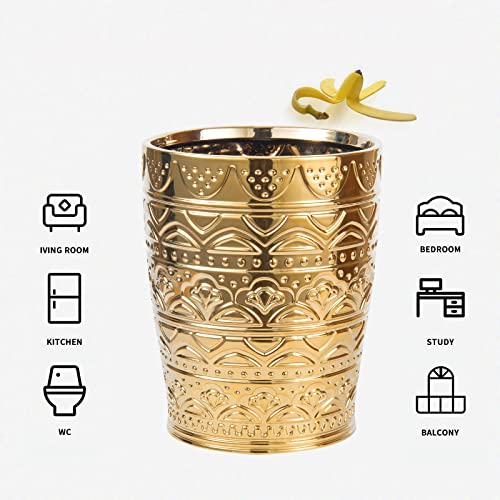 RXLVCKY Golden Trash can and Bathroom Accessories Set,5-Piece Ceramic Gift Set, Include Luxury Bath Sets Lotion Dispenser,Toothbrush Holder, Bathroom Tumblers, Soap Dish, Trash Can