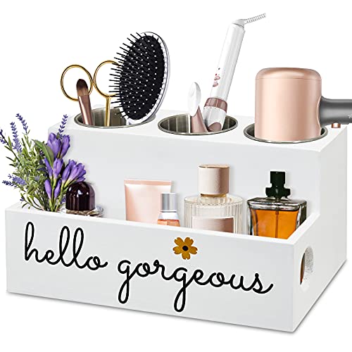 Unistyle Hello Gorgeous Hair Tool Organizer for Bathroom,Blow Dryer Holder Hair Tools Styling Supplies Organizer Bathroom Organizer Countertop Vanity Organizer for Accessories, Makeup, Toiletries