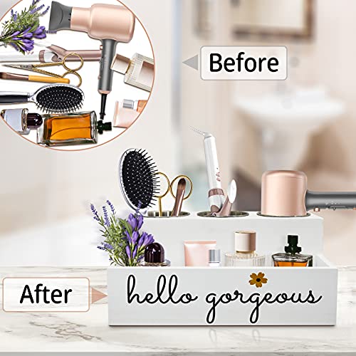 Unistyle Hello Gorgeous Hair Tool Organizer for Bathroom,Blow Dryer Holder Hair Tools Styling Supplies Organizer Bathroom Organizer Countertop Vanity Organizer for Accessories, Makeup, Toiletries