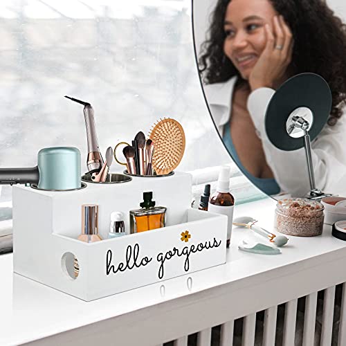 Unistyle Hello Gorgeous Hair Tool Organizer for Bathroom,Blow Dryer Holder Hair Tools Styling Supplies Organizer Bathroom Organizer Countertop Vanity Organizer for Accessories, Makeup, Toiletries