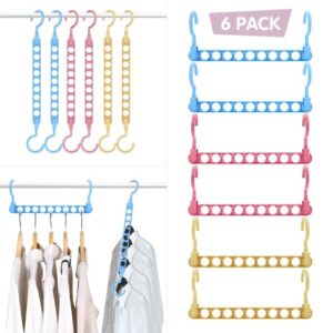 fun land 6 pack magic closet organizers ,9 hole space saving clothes hangers for heavy clothes, closet organizer hangers for dorm room essentials