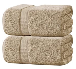 oakias 2 pack luxury bath sheets beige – 35 x 70 inches – highly absorbent & soft 600 gsm extra large bath towels