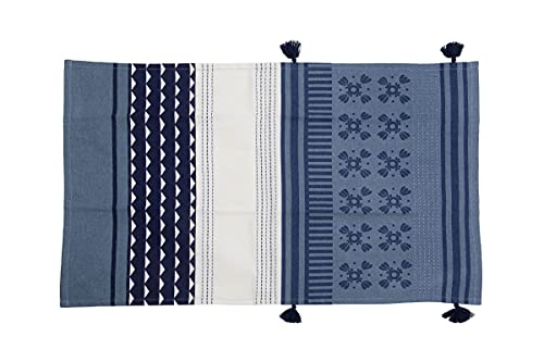 Foreside Home & Garden Blue Abstract Pattern 27 x 18 Inch Woven Cotton Kitchen Tea Towel with Hand Sewn Tassels