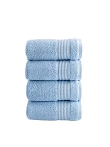 halley hand towels 4-pack - 100% turkish cotton ultra soft, absorbent bathroom towels - premium quality, machine washable - blue