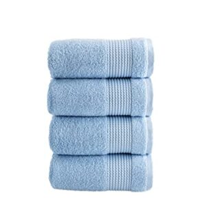 HALLEY Hand Towels 4-Pack - 100% Turkish Cotton Ultra Soft, Absorbent Bathroom Towels - Premium Quality, Machine Washable - Blue