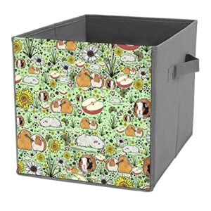 nudquio wild guinea pig folding storage bins with handles 10.6 inch collapsible fabric cubes organizer boxes apply to drawers home closet shelf