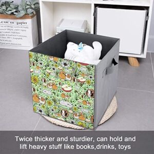 Nudquio Wild Guinea Pig Folding Storage Bins with Handles 10.6 Inch Collapsible Fabric Cubes Organizer Boxes Apply to Drawers Home Closet Shelf
