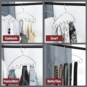 Chrome Tank Tops Hangers - 3 Pack Stainless Steel Closet Organizer Hanger for Tanks Tops, Bra Lingerie, Strap Dress and Camisoles Space Saving Cami Hanger