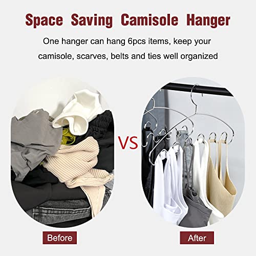 Chrome Tank Tops Hangers - 3 Pack Stainless Steel Closet Organizer Hanger for Tanks Tops, Bra Lingerie, Strap Dress and Camisoles Space Saving Cami Hanger