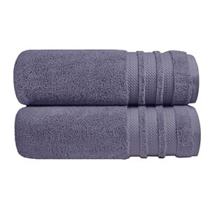 trident nectorsoft, extra large, 100% cotton, zero twist, towels, super soft, extra absorbent (purple ash, bath sheet (2-piece))