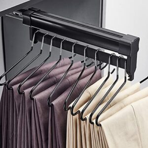 extendable clothes rail black, pull out pant hangers closet rod adjustable 26-61cm wardrobe rail clothes rack,load- bearing 25kg (size : 26cm/10.2in)