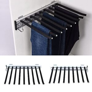 pull out trousers rack 9 arms closet pants hanger bar stainless steel hanger rail extendable trousers hanger for clothes towel scarf trousers tie, 18.11x12.83in (left installation)