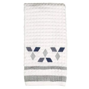 skl home cubes embroidered hand towel, white