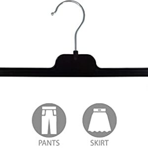 Plastic Bottom Hanger, 100 Pack Matte Black Heavy Duty 14 inch Clip Pants Skirt Hangers