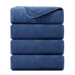 tigona 4 pack bath towels extra large 35"x 70"highly absorbent quick dry large bath towels oversized microfiber bath sheets soft bulk towels for bathroom kitchen spa hotel gym pet(navy)