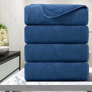 Tigona 4 Pack Bath Towels Extra Large 35"x 70"Highly Absorbent Quick Dry Large Bath Towels Oversized Microfiber Bath Sheets Soft Bulk Towels for Bathroom Kitchen Spa Hotel Gym Pet(Navy)