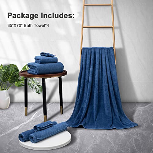 Tigona 4 Pack Bath Towels Extra Large 35"x 70"Highly Absorbent Quick Dry Large Bath Towels Oversized Microfiber Bath Sheets Soft Bulk Towels for Bathroom Kitchen Spa Hotel Gym Pet(Navy)