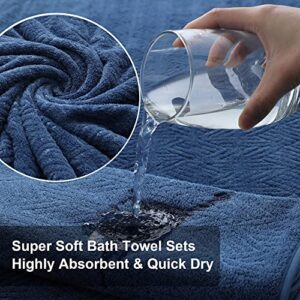 Tigona 4 Pack Bath Towels Extra Large 35"x 70"Highly Absorbent Quick Dry Large Bath Towels Oversized Microfiber Bath Sheets Soft Bulk Towels for Bathroom Kitchen Spa Hotel Gym Pet(Navy)