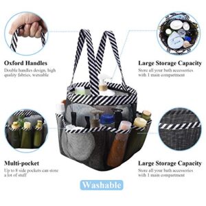 Zecval Mesh Shower Caddy Tote, Portable Shower Bag College Dorm Bathroom Caddy Organizer with 8 Storage Pockets Toiletry Bathroom Organizer, for College Dorm Room Essentials