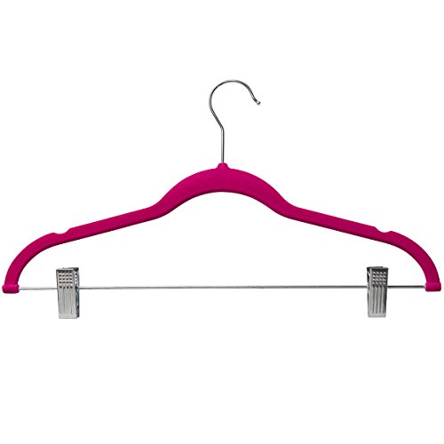 Home-it 10 Pack Clothes Hangers with clips - PINK Velvet Hangers - made for skirt hangers - Clothes Hanger - pants hangers - Ultra Thin No Slip