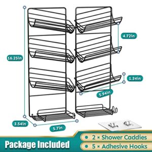 FANGSUN Shower Shampoo Bottle Holder, 2 Pack Slanted Shower Caddy Bathroom Organizer for Wall, Adhesive Shower Shelves for Inside Shower, No Drilling and Rustproof, Bathroom Shower Storage Rack, Black