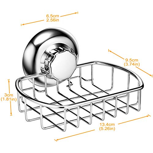 MaxHold No-Drilling/Suction Cup Soap Dish/Soap Basket - Vaccum System - Stainless Steel Never Rust - for Bathroom & Kitchen Storage