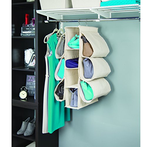 Richards Homewares Homewares Hanging Handbag Organizer, 10-Compartments, Canvas/Natural