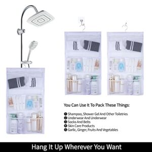 GUMQDD 6 Storage Pockets Hanging Mesh Shower Caddy,Bringing hooks can save bathroom space and fast drying,Ideal for gyms, college dorms, RV bathrooms, travel and pool locker rooms (White)