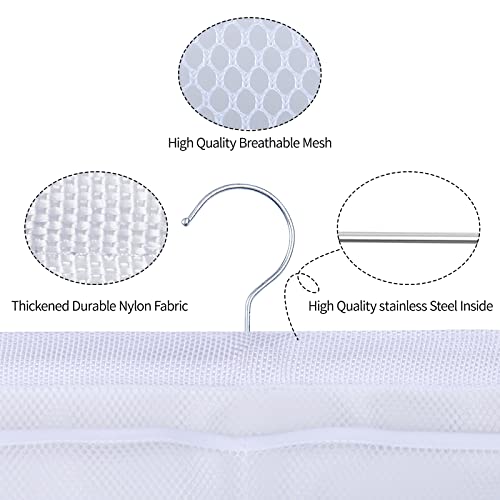 GUMQDD 6 Storage Pockets Hanging Mesh Shower Caddy,Bringing hooks can save bathroom space and fast drying,Ideal for gyms, college dorms, RV bathrooms, travel and pool locker rooms (White)