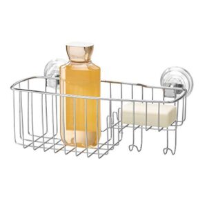 interdesign reo power lock suction bathroom shower combo caddy basket for shampoo, conditioner, soap - stainless steel