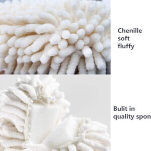 Ajfwm Soft Chenille Hanging Hand Towels,Kitchen Hand Towels with Loop,Bathroom Hand Towels Hanging,Quick Dry Cloths for Cleaning,Soft Absorbent Microfiber Hand Towels (Include 2 PCS Wall Hooks)