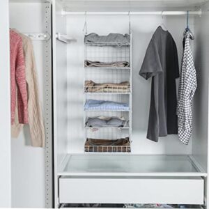 Yuyetuyo 6 Tier Foldable Closet Organizer,Adjustable Hanging Closet Shelves with 6 Adjustable Divider, Hanging Organizer for Closet,White 37.3" H X 12.6" W X 12.6" D