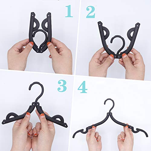 MRQXDP 16pcs Portable Folding Clothes Hanger,Black Suit, Household Goods Clothes Hanger Retractable Folding Hanger for Travel Saving Space Multifunctional Adult Child Non-Slip Travel Hanger Foldable