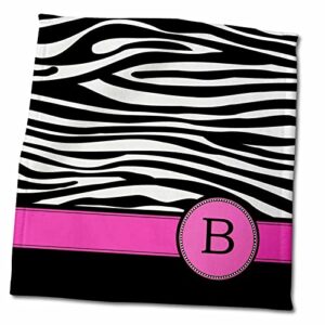 3drose letter b monogrammed black and white zebra stripes animal print with... - towels (twl-154273-3)