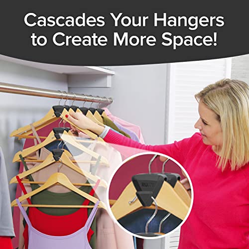 Original AS-SEEN-ON-TV Ruby Space Triangles, 6 Pack, Ultra- Premium Hanger Hooks Triple Closet Space 108 PC Value Pack, Black