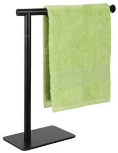 hand towel holder stand, decluttr stainless steel towel rack for bathroom countertop, black free standing hand towel rack