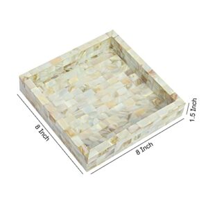 Wonderlist Handicrafts Mother of Pearl Bathroom Accessories Designer Bath Ensemble 100% Handmade Tray