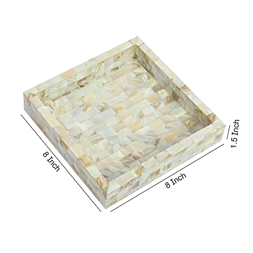 Wonderlist Handicrafts Mother of Pearl Bathroom Accessories Designer Bath Ensemble 100% Handmade Tray